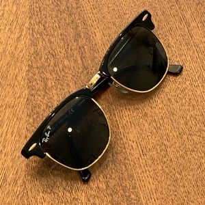 Gold & Black Ray Ban Polarized Clubmaster Classic